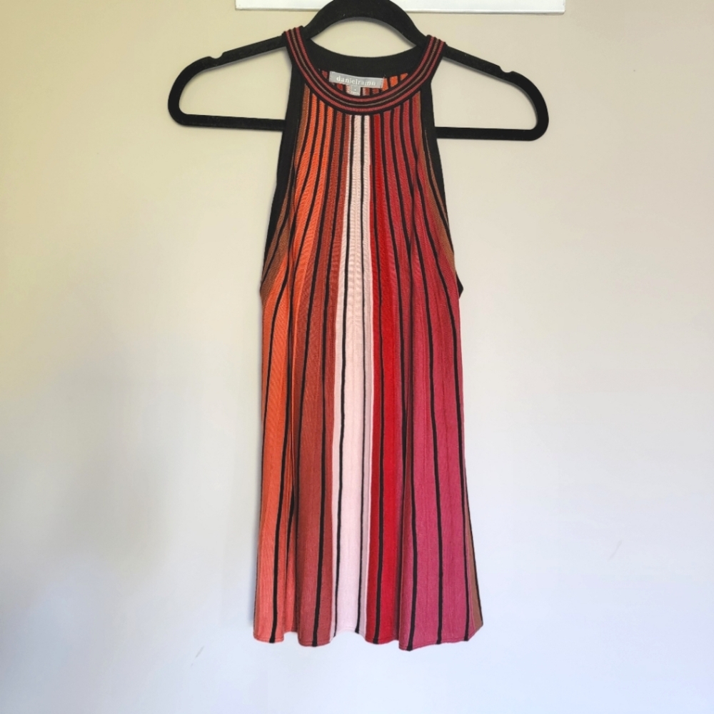 Daniel Rainn Penelope Halter Sweater Tank NWT Retro Spring Bright Statement Pink